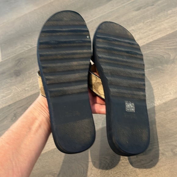 COACH Janine Criss Cross Slide Sandals Khaki Logo Women Size 7 - Picture 11 of 17